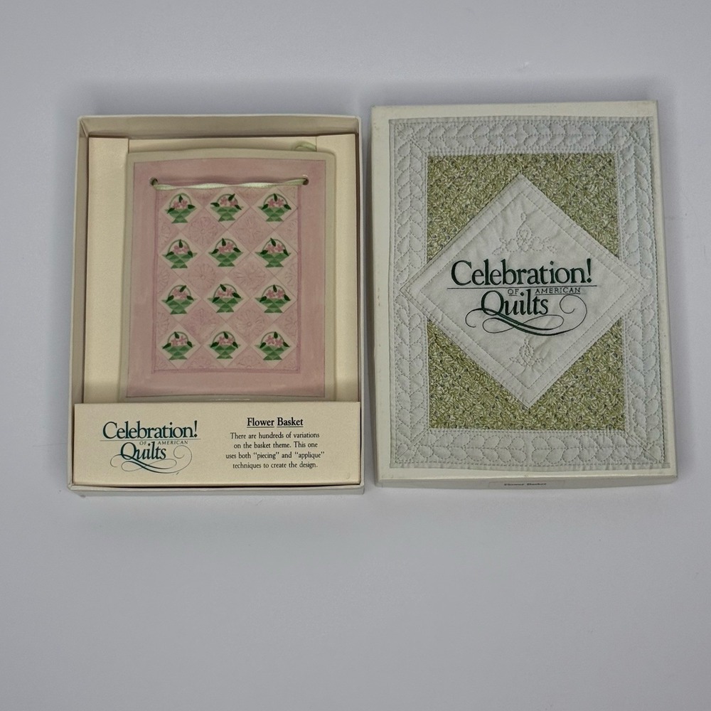 VTG 1989 Hill Design Celebration Of American Quilts Flower Basket Hanging Tile